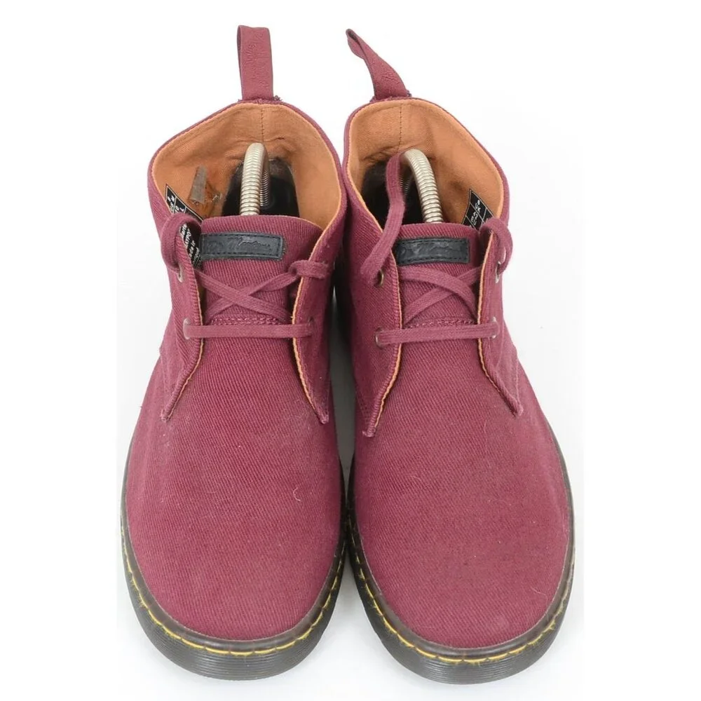 Dr. Martens Men's 9 WMNS 10 Mayport Overdyed Twill Canvas Lace Low Boots Oxblood